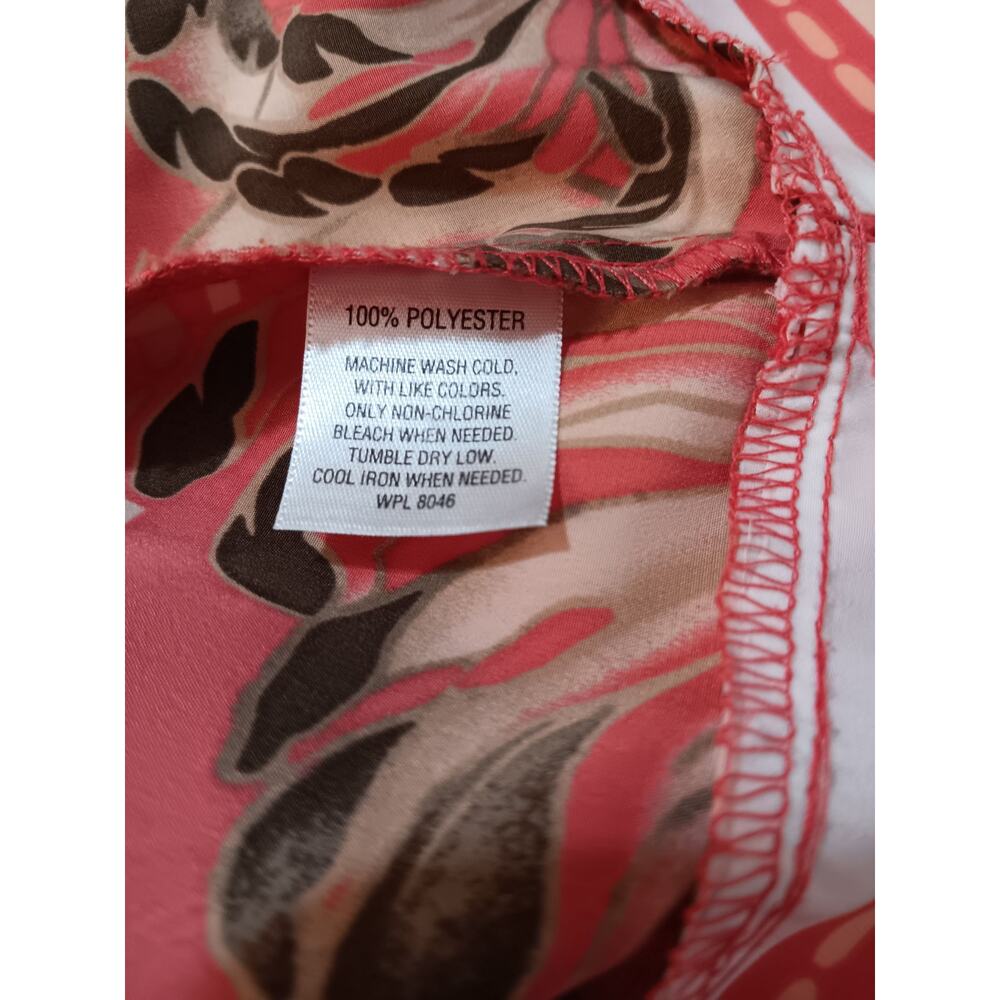 JM COLLECTION Blouse Top 16 XL Coral Pink Floral Bright Colorful Artsy Career - Picture 2 of 7